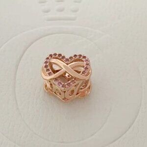 Pandora Family Infinity Pink Heart Dangle Charm Pendant, S925 Sterling Silver